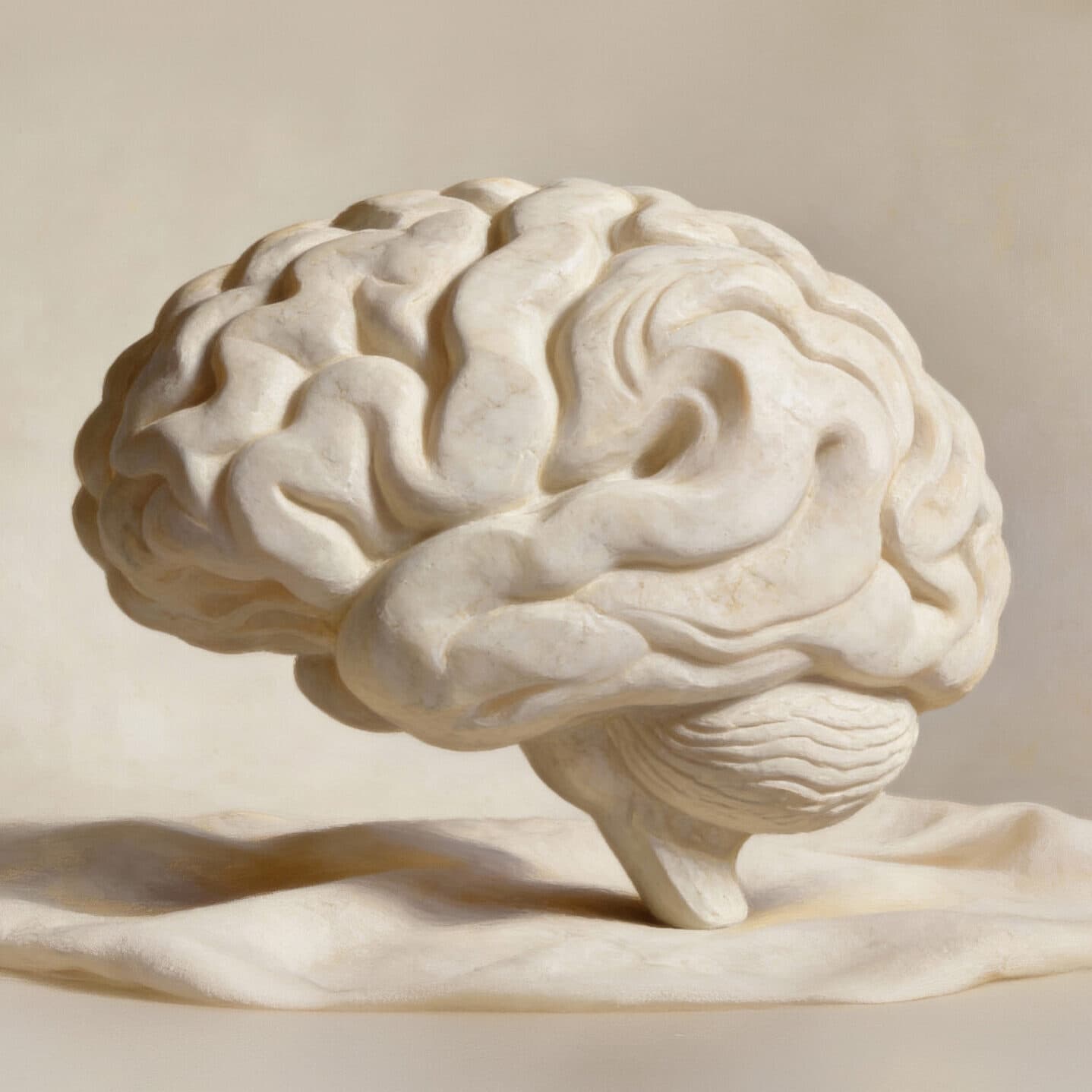 A marble sculpture of a brain